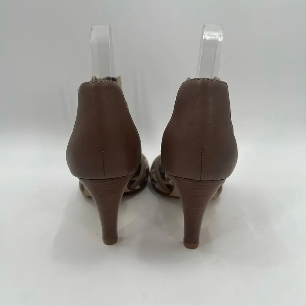 NEW ISOLA Shoes Size 9 Neoprene Snakeskin Nude Natural Gold Zipper Animal NWOT